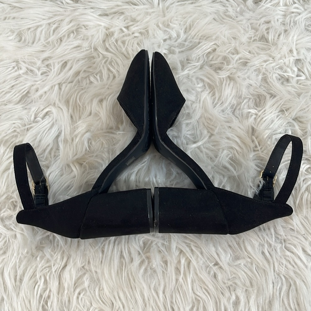 LULUS Ellarose Black Suede Ankle Strap Chunky Heels Size 5 NEW - Picture 9 of 15